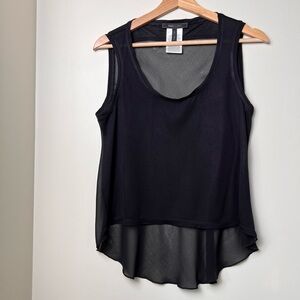 BCBGMAXAZRIA Sheer High Low Tank Women’s Size S Black